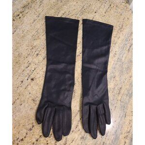 Vintage Womens Size S Black Stretch Nylon Formal 14" Long Gloves Witch Costume